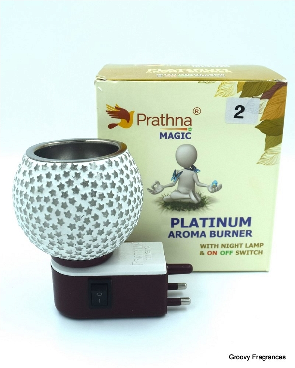 Prathna Platinium Electric Kapoor/Aroma/Bakhoor Burner for Home Fragrance with Night lamp Ceramic Incense Holder (Multicolor) D2 - D2