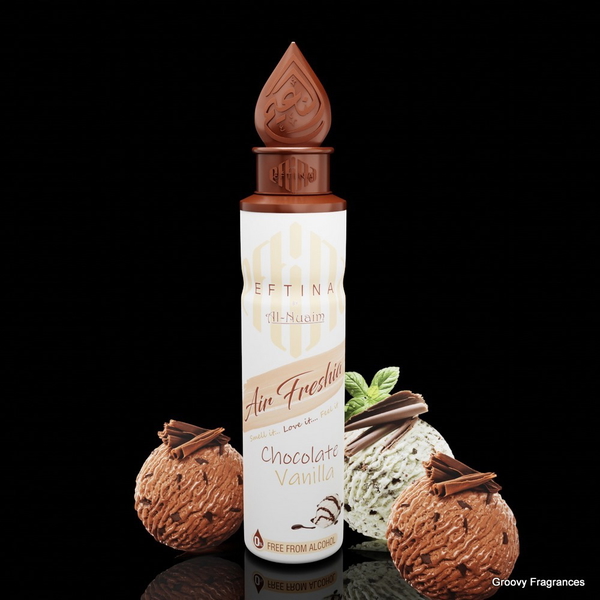 Al-Nuaim Al Nuaim Eftina Chocolate Vanilla Home, Bedroom, Office, Car Air Freshener, Free From Alcohol (250ML, Pack of 1) - 250ML
