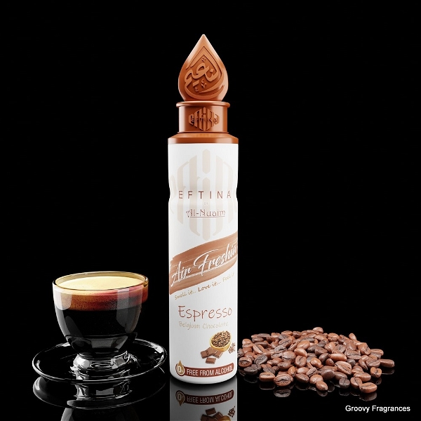 Al-Nuaim Al Nuaim Eftina Espresso Belgium Chocolate Home, Bedroom, Office, Car Air Freshener, Free From Alcohol (250ML, Pack of 1) - 250ML
