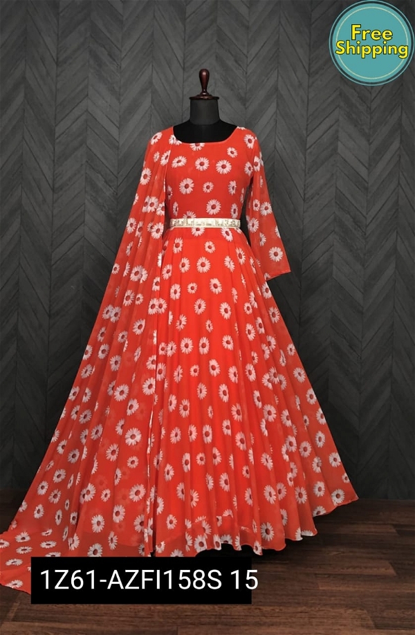 Printed Gowns were the Aggrogative choice of womens - Free Size, Bright Sun
