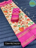 SOFT LICHI SILK beautiful jacquard weaving border and HD floral print and attractive tassels on pallu - Pink Flamingo, Free Size