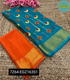 SAREE - SOFT FAUX MOSS CHIFFON - Royal Blue, Free Size