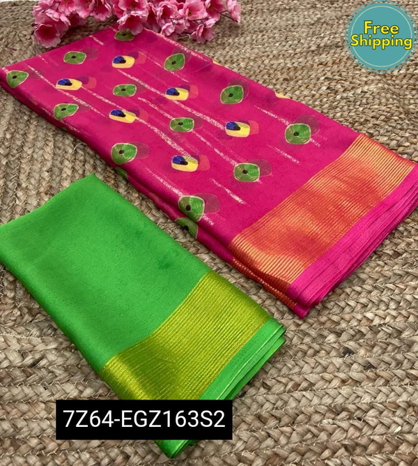 SAREE - SOFT FAUX MOSS CHIFFON - Guardsman Red, Free Size