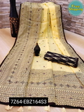 SAREE - SOFT LINEN COTTON SLUB - Yellow, Free Size