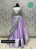 Kanchi Orgenza Silk Lengha Cut Work Duppta & Blouse - Electric Violet, Free Size