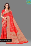 Kanjivaram silk saree with beautiful Pure Zari weaving with Rich Pallu & contrast Border - Blue, Free Size