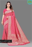 Kanjivaram silk saree with beautiful Pure Zari weaving with Rich Pallu & contrast Border - Pink Flamingo, Free Size