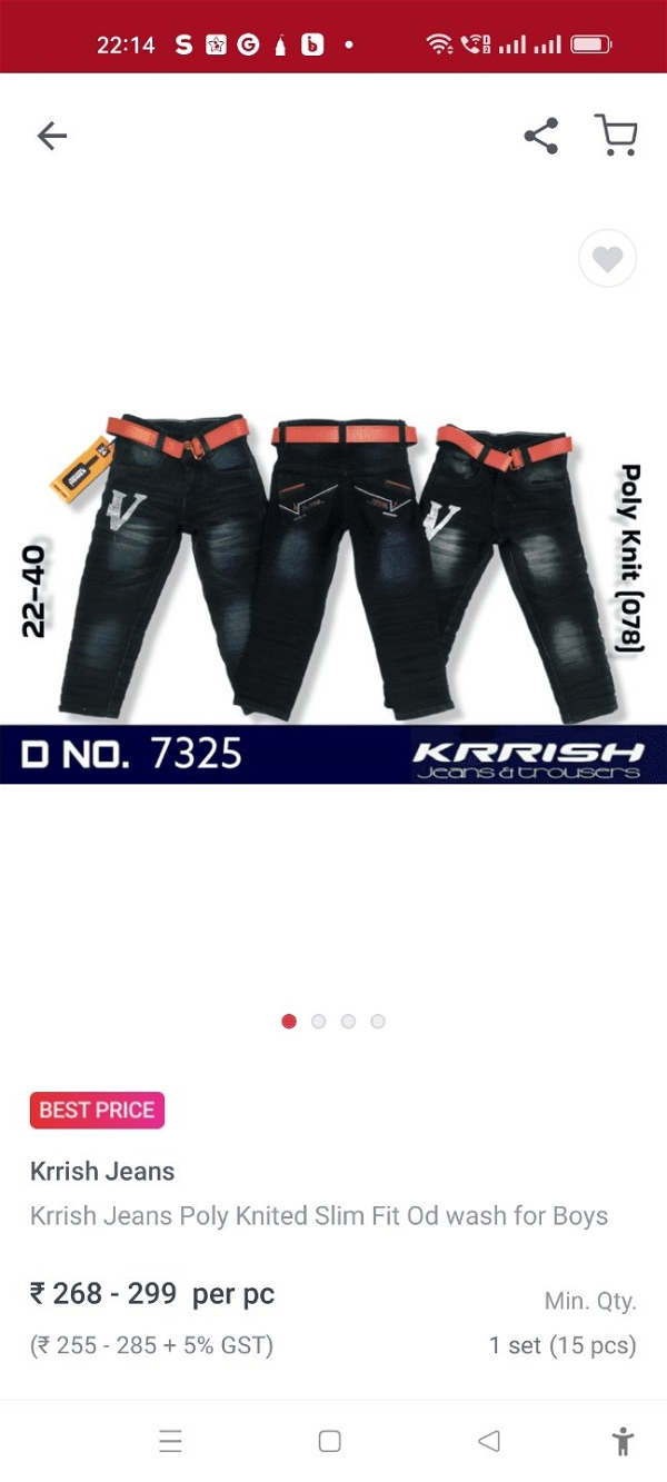 Krish jeans poly knted slim fit od wash - 32_40