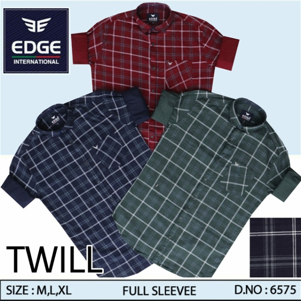 EDGE INTERNATIONAL Fancy Twill Check Shirt 6575 - 3 . Size : 3 ( M L XL )