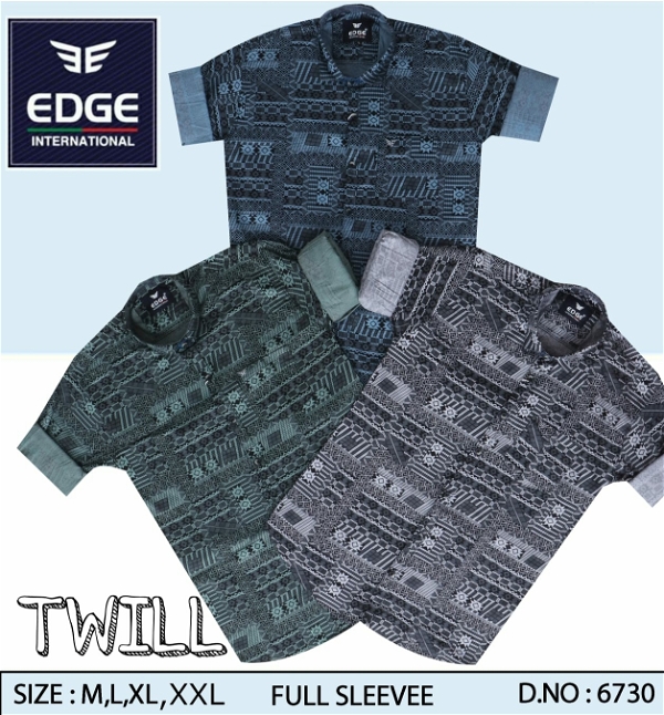 Fancy Printed Twill Shirt 6730 - M L XL XXL, 3 . Sizes : 4 ( M L XL XXL )
