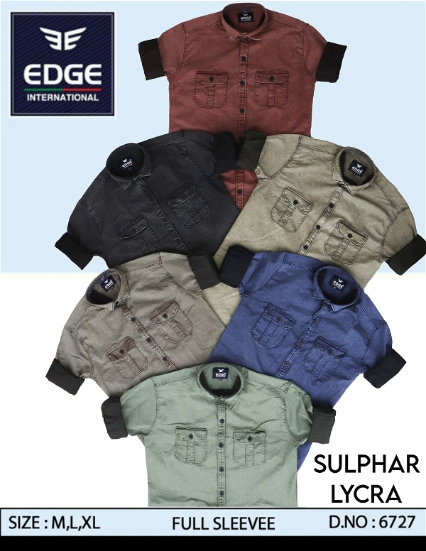 Sulphur Lycra Plain Shirt 6727 - 6.Sizes : 3 (M L XL)