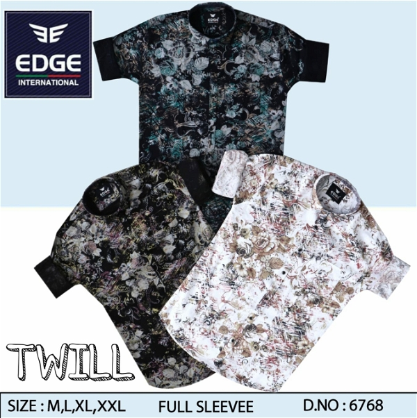 Fancy Printed Twill Shirt 6768 - 3 . Sizes : 4 ( M L XL XXL )