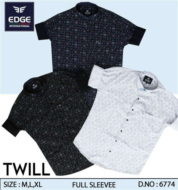 Fancy Twill Printed Shirt 6774 - 3 . Sizes: ( M L XL)