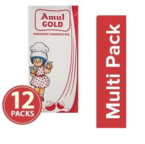 Amul Gold Homogenised Standardised Milk: 1L x 12