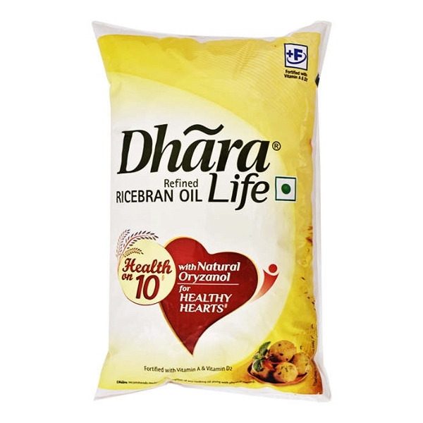 Dhara Life Refined Rice Bran Oil - 1 L