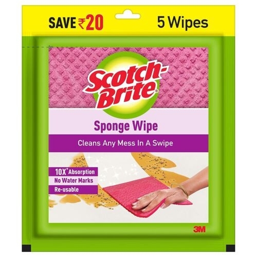 Scotch-Brite Sponge Wipe - 20 X 17.5 Cm, 5 Wipes