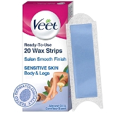 Veet Hair Removal Waxing Strips Kit - Sensitive Skin - 20 Strips