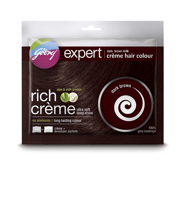 Godrej Expert Rich Creme Hair Colour Shade 4.06 Dark Brown: 20 Gm + 20 Ml Sachet