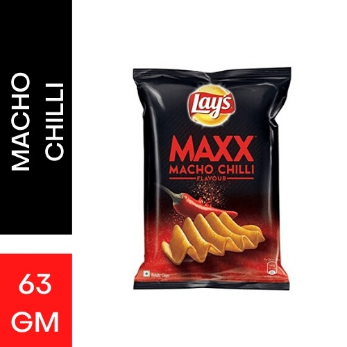 Lays Maxx Macho Chilli Flavour Potato Chips: 63 Gms
