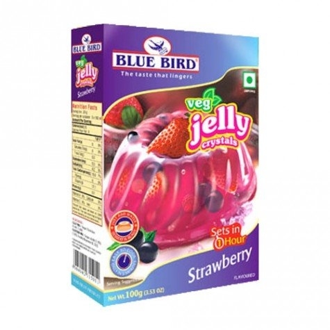 Blue Bird Strawberry Flavour Veg Jelly Crystals - 100 Gm
