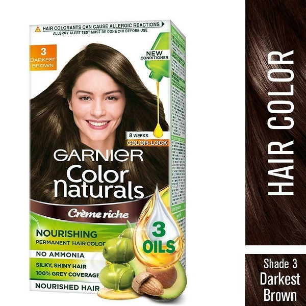 Garnier Color Naturals Shade 3 Darkest Brown Hair Colour: 60Ml+60Gm