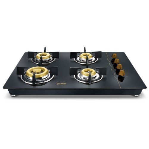 Euro 4B Glass Top 4 Brass Burners Cooktop (Black)