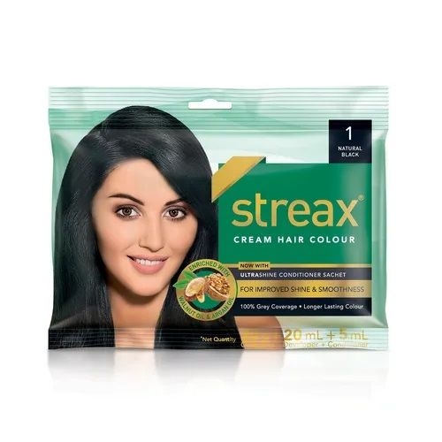 Streax Hair Colour (Black) - 9gm + 9ml
