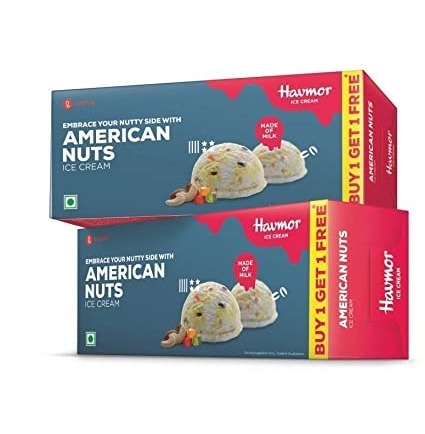 Havmor American Nuts Ice Cream - 1 Box (Family Pack)