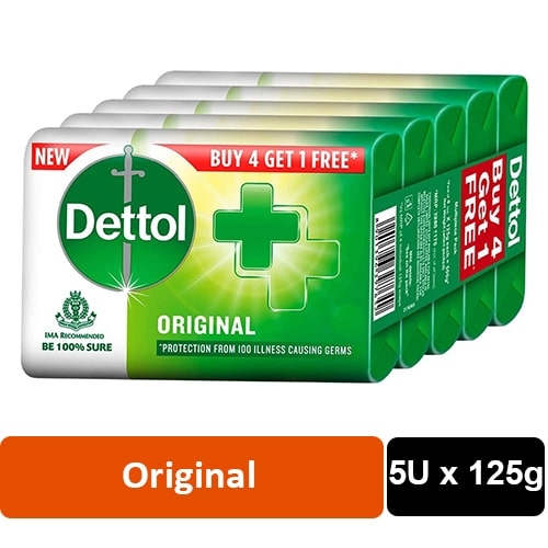 Dettol dettol original soap(buy 4 get 1 free) - 5U x125g= 625g
