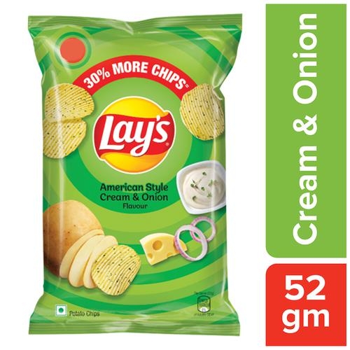 Lays lays potato chips - american style cream & onion flavour - 52g
