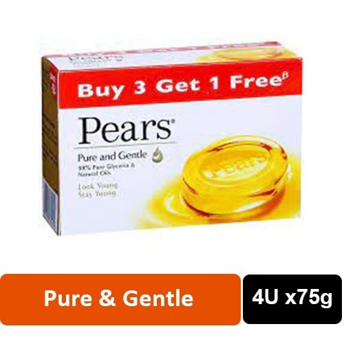 Pears pears pure & gentle bathing soap bar -75g - 4U x75g