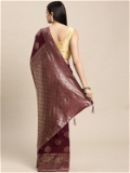 Leeza Store Banarasi Silk Blend Woven Golden Zari Butta Saree With Blouse Piece - Purple
