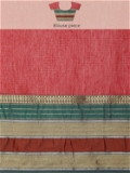 Leeza Store Cotton Blend Embroidered Ethnic motifs Golden Zari Border Kota Doria Saree With Blouse Piece - Red