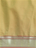 Leeza Store Cotton Blend Golden Zari Ethnic Motifs & Silver Zari Border Saree With Blouse Piece - Lime Green