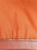 Leeza Store Cotton Blend Golden Zari Ethnic Motifs & Silver Zari Border Saree With Blouse Piece - Orange