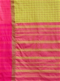 Leeza Store Cotton Silk Blend Woven Striped Self Design Golden Zari Border Saree With Blouse Piece - Green