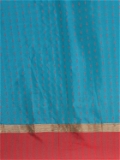 Leeza Store Cotton Silk Blend Woven Striped Self Design Golden Zari Border Saree With Blouse Piece - Royal Blue