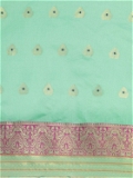 Leeza Store Jacquard Cotton Blend Golden Zari Butta Butti Woven Maheshwari Saree With Blouse Piece - Ocean Green