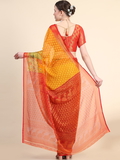 Leeza Store Women's Black & Red Abstract Banarasi Style Trendy Printed Saree With Running Blouse Piece - LZPKSBEENA-YELLOW - Yellow