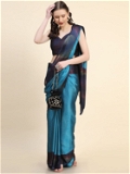 Leeza Store Women's Blue Chiffon Brasso Fancy Abstract Printed Trendy Saree With Running Blouse Piece - LZPKSBOB-Blue - Blue