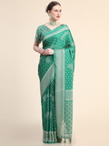 Leeza Store Women's Dark Green Maroon Poly Chiffon Fancy Printed Trendy 2023 Tassels Latkan Saree With Running Blouse Piece - LZPKSKEYA-Dark Green - Dark Green
