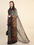 Leeza Store Women's Grey Chiffon Brasso Fancy Abstract Floral Printed Trendy Saree With Running Blouse Peice - LZPKSCHAND-GREY - Grey