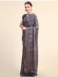 Leeza Store Women's Grey Poly Chiffon Fancy Printed Trendy 2023 Tassels Latkan Saree With Running Blouse Piece - LZPKSISHI-Grey - Grey