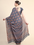 Leeza Store Women's Grey Poly Chiffon Fancy Printed Trendy 2023 Tassels Latkan Saree With Running Blouse Piece - LZPKSISHI-Grey - Grey