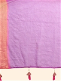 Leeza Store Women's Puple Viscose Georgette Latest Design Fancy Printed Trendy 2023 Tassels Latkan Zari Border Saree With Running Blouse Peice - LZPKSJOHN-Purple - Purple