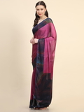 Leeza Store Women's Purple Chiffon Brasso Fancy Abstract Printed Trendy Saree With Running Blouse Piece - LZPKSBOB-Purple - Purple