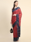 Leeza Store Women's Red Chiffon Brasso Fancy Abstract Printed Trendy Saree With Running Blouse Piece - LZPKSBOB-Red - Red