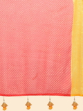 Leeza Store Women's Red Viscose Georgette Latest Design Fancy Printed Trendy 2023 Tassels Latkan Zari Border Saree With Running Blouse Peice - LZPKSJOHN-Red - Red