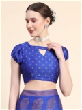 Leeza Store Women's Royal Blue Poly Chiffon Fancy Printed Trendy 2023 Tassels Latkan Saree With Running Blouse Piece - LZPKSISHI-Rama - Royal Blue