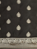 Leeza Store Silk Blend Zari Ethnic Motifs Floral Pattern Border Banarasi Saree With Blouse Piece - Black